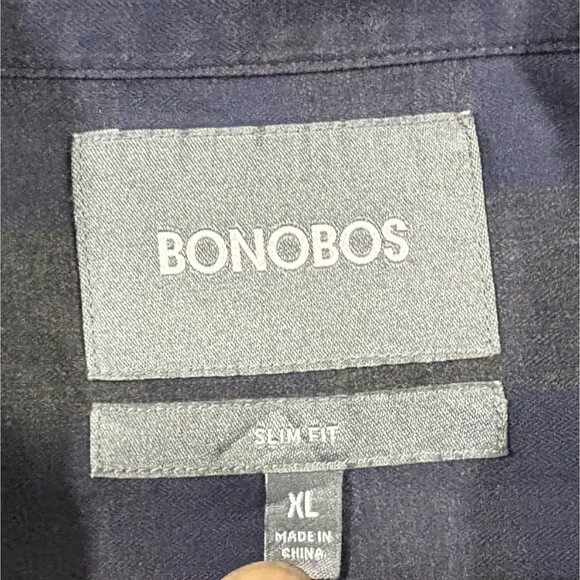 Bonobos Shirt Mens Long Sleeve Button Collared Blue Gray Plaid Cotton Sz XL - Picture 5 of 9